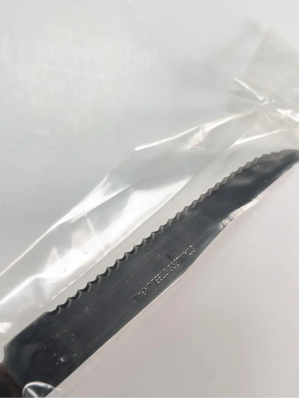 Set of 6 Capco 3195 Stainless Steel Steak Knife Rosewood Handle Brass Rivets NOS